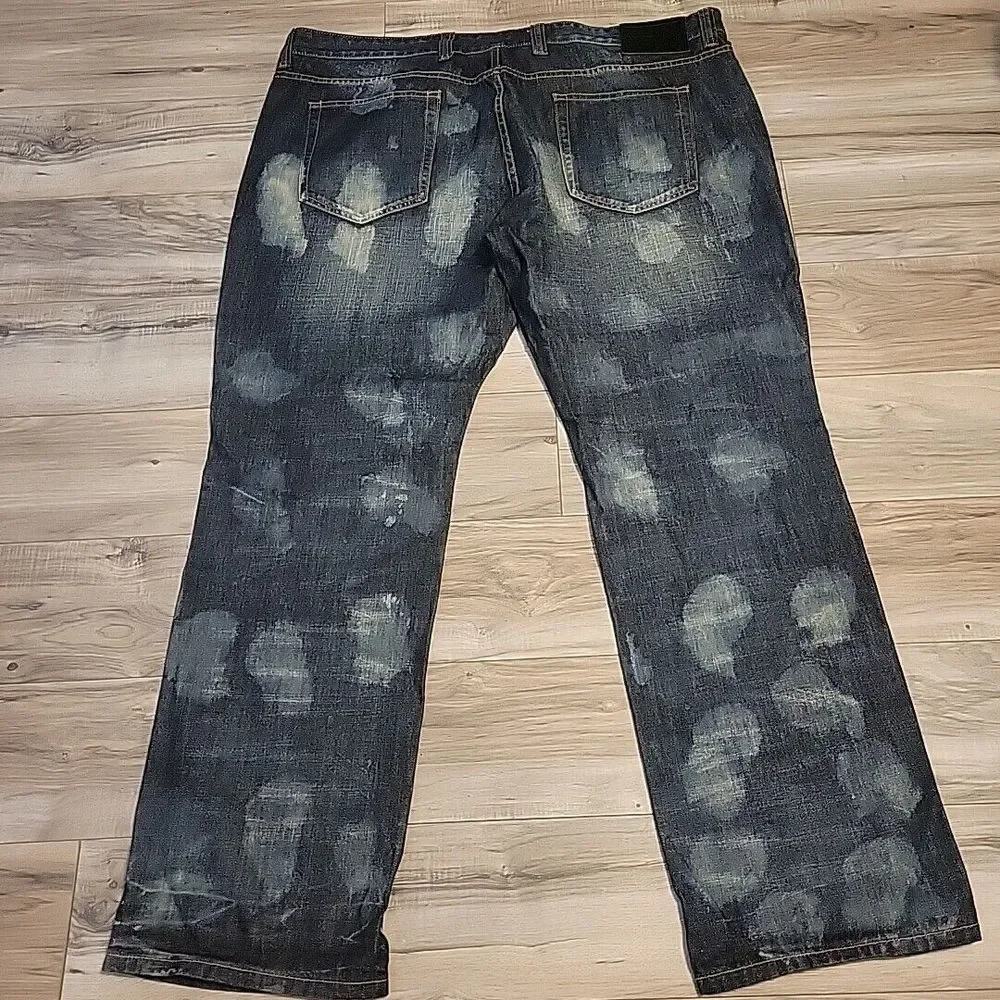 Grindhouse Jeans Mens‎ 48x34 Blue Denim Distressed Silm Straight Fit